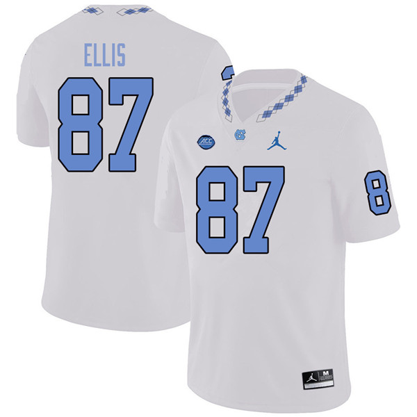 Jordan Brand Men #87 Greg Ellis North Carolina Tar Heels College Football Jerseys Sale-White